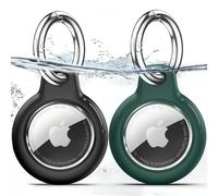 TNSNK Custodia per AirTag Portachiavi, Black+Dark Green