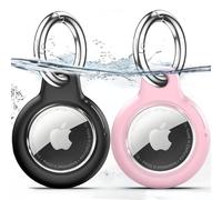 TNSNK Custodia per AirTag Portachiavi, Black+Pink