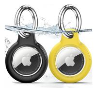 TNSNK Custodia per AirTag Portachiavi, Black+Yellow