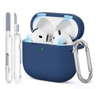 TNSNK Custodia protettiva per AirPods 4, chiusura magnetica in silicone, per Airpods 4 con cancellazione del rumore/4a generazione, supporta la ricarica wireless, con kit di pulizia e moschettone