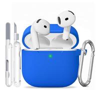 TNSNK for AirPods 4 Case, Silicone Shockproof Protection Case with Clean Kit & Keychain, Support Wireless Charging - Royal Blue