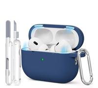 TNSNK for AirPods Pro 2nd/1st Case, Magnetic Lid Silicone Shockproof Protection Case with Clean Kit & Keychain, Support Wireless Charging - Navy Blue
