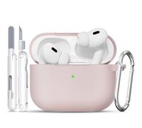 TNSNK for AirPods Pro 2nd/1st Case, Silicone Shockproof Protection Case with Clean Kit & Keychain, Support Wireless Charging - Sandy Pink