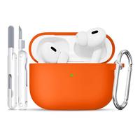 TNSNK for AirPods Pro 2nd/1st Case, Silicone Shockproof Protection Case with Clean Kit & Keychain, Support Wireless Charging - Orange
