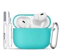 TNSNK for AirPods Pro 2nd/1st Case, Silicone Shockproof Protection Case with Clean Kit & Keychain, Support Wireless Charging - Mint Green