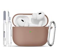 TNSNK for AirPods Pro 2nd/1st Case, Silicone Shockproof Protection Case with Clean Kit & Keychain, Support Wireless Charging - Light Brown