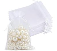 TNSOYCA 20 Pezzi Sacchetti in Organza, 18 x 13.2cm, Organzasäckchen, Bianco Sacchetto Regalo in Organza con Cordino, sacchetti in garza bianca per Matrimonio Compleanno, Caramelle, Gioielli