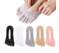 TNSOYCA 5 Paia Calzini Invisibili, Calzini con Dita Separate Donna, Scollatura Invisibile, Elastico Antiscivolo, Adatto per il Trattamento Delle Patologie del Piede (Multicolore)