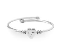 TNSRAY Bracciale con Lettera T Cuore e Iniziale del Nome di Colore Argento, Bracciale a cavo Cuore, Iniziale del Nome lettera T, regolabile, donna, Regali per mamma, fidanzata, moglie, figlia