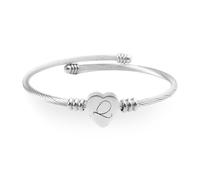 TNSRAY Lettera Q Bracciale con Cuore e Iniziale del Nome di Colore Argento, Bracciale a cavo Cuore, Iniziale del Nome lettera Q, regolabile, donna, Regali per mamma, fidanzata, moglie, figlia