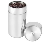 TNTGMG Contenitore per tè in acciaio inox con doppio coperchio ermetico, contenitore di latta argentato, contenitore per caffè, zucchero, da cucina, piccolo barattolo di latta per tè sfuso, caffè