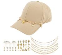 TNTGMG Kit di accessori per cappelli da cowgirl, 68 pezzi, decorazione regolabile con 6 catenine per cappelli da camionista, 20 ciondoli, 30 anelli di collegamento, 12 perni, 26 cm, catene in metallo