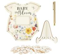TNTGMG Libro degli ospiti in legno per bambini, a forma di abbigliamento, con clip e penna, 32 x 34,5 cm, libro degli ospiti per la doccia, alternative, per la gravidanza Keepsake Frame per la