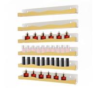 TNTGMG Scaffale a parete per smalto, 6 pacchetti di scaffali d'oro appesi per smalto, espositore per smalto acrilico da 15 pollici di lunghezza per 66-90 bottiglie