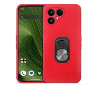 Tnviud Custodia in Cover Case Soft Silicone Caso Phone Case Per Fairphone 6 5G 6.31" Guscio Protettiva Anti Urto e Graffi Ring Holder Stand Bumper Rosso
