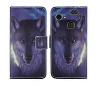 Tnviud Custodia Portafoglio in PU Pelle Caso Guscio Protettiva Cover con Porta Carte Skin Case Per HAMMER Blade 3 4G 6.2" (Wolf Design)