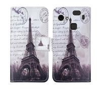 Tnviud Custodia Portafoglio in PU Pelle Caso Guscio Protettiva Cover con Porta Carte Skin Case Per HAMMER Blade 3 4G 6.2" (Stamp Tower Design)