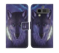 Tnviud Custodia Portafoglio in PU Pelle Caso Guscio Protettiva Cover con Porta Carte Skin Case Per JCB Tradesman 3 4G 2.8" (Wolf Design)