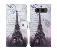 Tnviud Custodia Portafoglio in PU Pelle Caso Guscio Protettiva Cover con Porta Carte Skin Case Per JCB Tradesman 3 4G 2.8" (Stamp Tower Design)