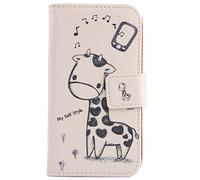Tnviud Custodia Portafoglio in PU Pelle Caso Guscio Protettiva Cover con Porta Carte Skin Case Per Panasonic KX TU110 1.77" (Giraffe Design)