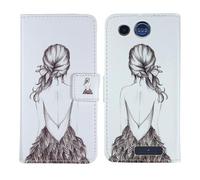 Tnviud Custodia Portafoglio in PU Pelle Caso Guscio Protettiva Cover con Porta Carte Skin Case Per Panasonic KX TU110 1.77" (Back Girl Design)