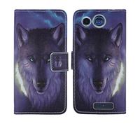 Tnviud Custodia Portafoglio in PU Pelle Caso Guscio Protettiva Cover con Porta Carte Skin Case Per Panasonic KX TU110 1.77" (Wolf Design)