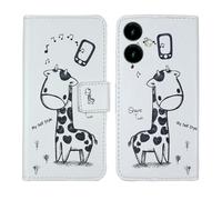 Tnviud Custodia Portafoglio in PU Pelle Caso Guscio Protettiva Cover con Porta Carte Skin Case Per SPC Zeus 2 + 5" (Giraffe Design)