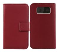 Tnviud Flip Vera Pelle Case Per Beafon SL260 LTE 4G 2.2" Genuine Premium Leather Cover Custodia Caso Guscio Protettiva (Rosso scuro)