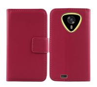 Tnviud Flip Vera Pelle Case Per Cubot KingKong Mini 4 4.7" Genuine Premium Leather Cover Custodia Caso Guscio Protettiva (Rosa)