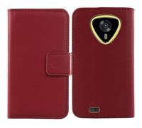 Tnviud Flip Vera Pelle Case Per Cubot KingKong Mini 4 4.7" Genuine Premium Leather Cover Custodia Caso Guscio Protettiva (Rosso scuro)