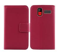 Tnviud Flip Vera Pelle Case Per Maxcom Comfort MM445 4G 2.8" Genuine Premium Leather Cover Custodia Caso Guscio Protettiva (Rosa)
