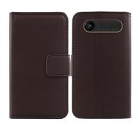 Tnviud Flip Vera Pelle Case Per Maxcom MK241 4G KaiOS 2.4" Genuine Premium Leather Cover Custodia Caso Guscio Protettiva (Marrone scuro)