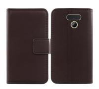 Tnviud Flip Vera Pelle Case Per Panasonic KX-TF400EXB 2.4" Genuine Premium Leather Cover Custodia Caso Guscio Protettiva (Marrone scuro)