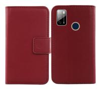 Tnviud Flip Vera Pelle Case Per Qubo P668 / QUBO X668 6.53" Genuine Premium Leather Cover Custodia Caso Guscio Protettiva (Rosso scuro)