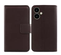 Tnviud Flip Vera Pelle Case Per SPC ZEUS 2 PRO 6.1" Genuine Premium Leather Cover Custodia Caso Guscio Protettiva (Marrone scuro)