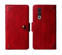 Tnviud in Vera Pelle Stand Portafoglio Cover Per Doogee Blade 20 / Blade 20 Turbo 6.6" Premium Caso Case Copertina Custodia Guscio Gel Protettiva (Rosso)