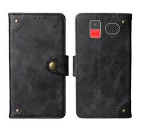 Tnviud in Vera Pelle Stand Portafoglio Cover Per Funker C120 Classic 4G / C140 Clasic 4G 1.8" Premium Caso Case Copertina Custodia Guscio Gel Protettiva (Nero)