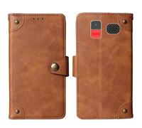 Tnviud in Vera Pelle Stand Portafoglio Cover Per Funker C120 Classic 4G / C140 Clasic 4G 1.8" Premium Caso Case Copertina Custodia Guscio Gel Protettiva (Marrone)
