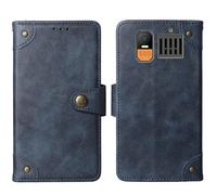 Tnviud in Vera Pelle Stand Portafoglio Cover Per Hammer 6 LTE 4G 2.4" Premium Caso Case Copertina Custodia Guscio Gel Protettiva (Azzurro)