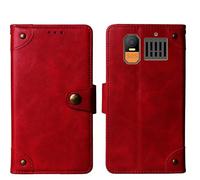 Tnviud in Vera Pelle Stand Portafoglio Cover Per Hammer 6 LTE 4G 2.4" Premium Caso Case Copertina Custodia Guscio Gel Protettiva (Rosso)