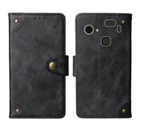 Tnviud in Vera Pelle Stand Portafoglio Cover Per HAMMER Blade 3 4G 6.2" Premium Caso Case Copertina Custodia Guscio Gel Protettiva (Nero)