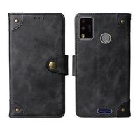 Tnviud in Vera Pelle Stand Portafoglio Cover Per Kodak Smartway L1 Pro 5.7" Premium Caso Case Copertina Custodia Guscio Gel Protettiva (Nero)