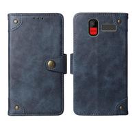 Tnviud in Vera Pelle Stand Portafoglio Cover Per Maxcom Comfort MM445 4G 2.8" Premium Caso Case Copertina Custodia Guscio Gel Protettiva (Azzurro)