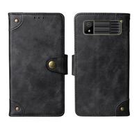 Tnviud in Vera Pelle Stand Portafoglio Cover Per Maxcom Strong MM918 4G 2.4" Premium Caso Case Copertina Custodia Guscio Gel Protettiva (Nero)
