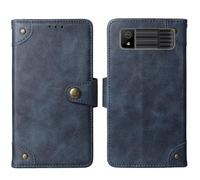 Tnviud in Vera Pelle Stand Portafoglio Cover Per Maxcom Strong MM918 4G 2.4" Premium Caso Case Copertina Custodia Guscio Gel Protettiva (Azzurro)
