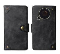 Tnviud in Vera Pelle Stand Portafoglio Cover Per Trevi FORTE 70 2.4" Premium Caso Case Copertina Custodia Guscio Gel Protettiva (Nero)