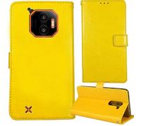 Tnviud Premium Custodia Portafoglio in PU Pelle Supporto Caso Guscio Protettiva Cover Flip Skin Case Per HAMMER Energy X2 6.1"(Giallo)