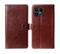 Tnviud Premium Custodia Portafoglio in PU Pelle Supporto Caso Guscio Protettiva Cover Flip Skin Case Per Fairphone 6 5G 6.31 inch (Marrone)
