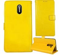 Tnviud Premium Custodia Portafoglio in PU Pelle Supporto Caso Guscio Protettiva Cover Flip Skin Case Per Brondi Amico Home Nero 1.77"(Giallo)