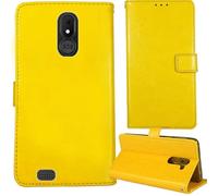 Tnviud Premium Custodia Portafoglio in PU Pelle Supporto Caso Guscio Protettiva Cover Flip Skin Case Per BRONDI AMICO VERO 4G 5.7"(Giallo)